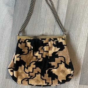 Vintage Velvet Carpet Bag with Kiss Lock